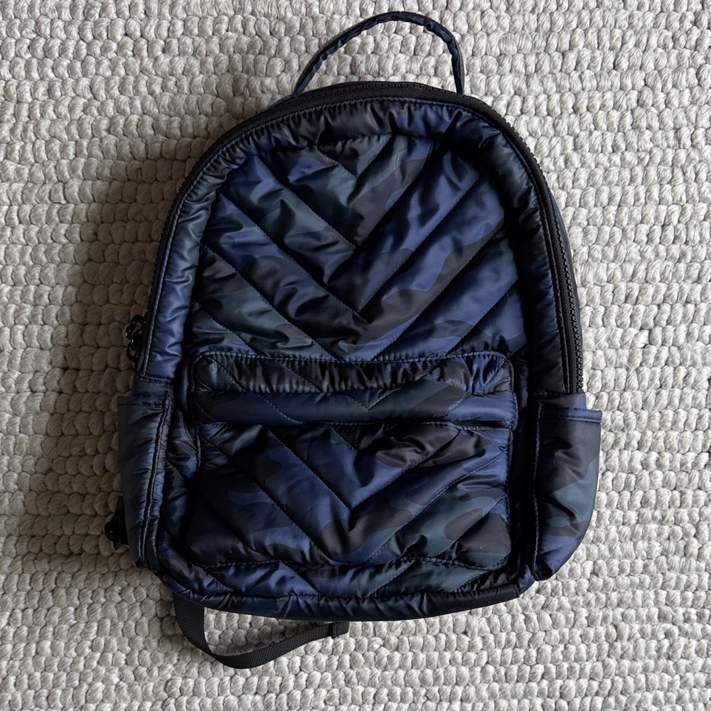 Laundry by Shelli Segal Quilted Backpack – Blue Camo / Puffer Style